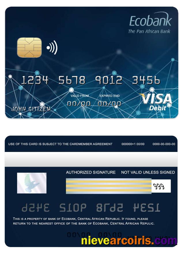 Central African Republic Ecobank  bank visa card